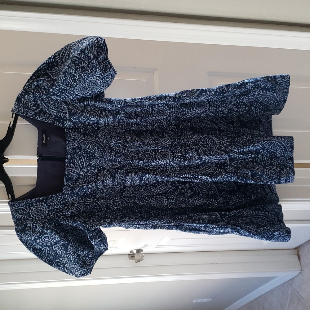Madewell Poplin Puff-Sleeve Tiered Babydoll dress Size 14 New